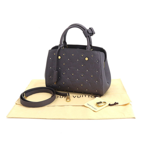 Louis Vuitton Emplant Montaigne BB Shoulder Bag Leather Silver Studs Black - Picture 7 of 8